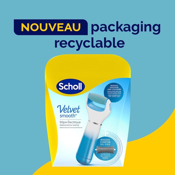 Scholl Râpe Pieds Electrique Velvet Smooth Rouleau Exfoliant et Anti-Callosités avec Recharge